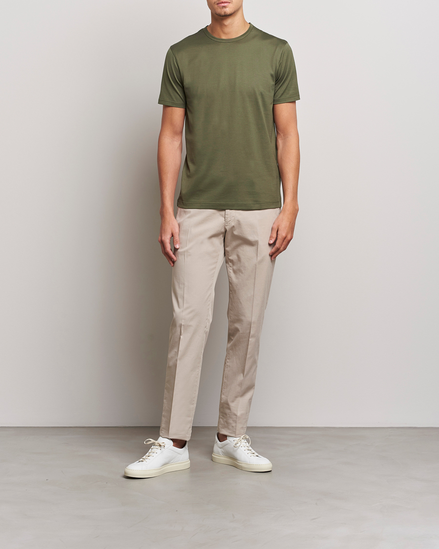 Hombres | Camisetas | Sunspel | Crew Neck Cotton Tee Hunter Green