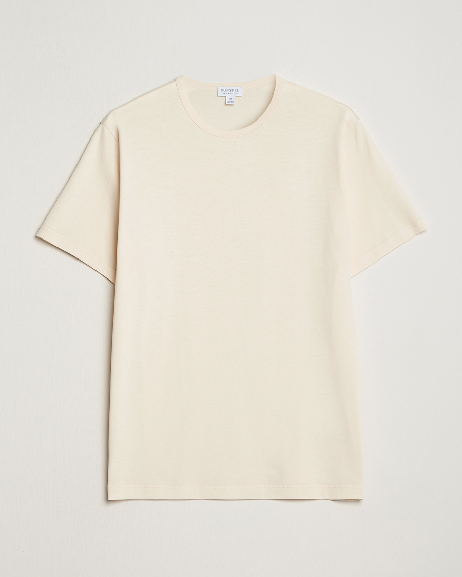 Hombres | Camisetas | Sunspel | Crew Neck Q82 Cotton T-Shirt Undyed