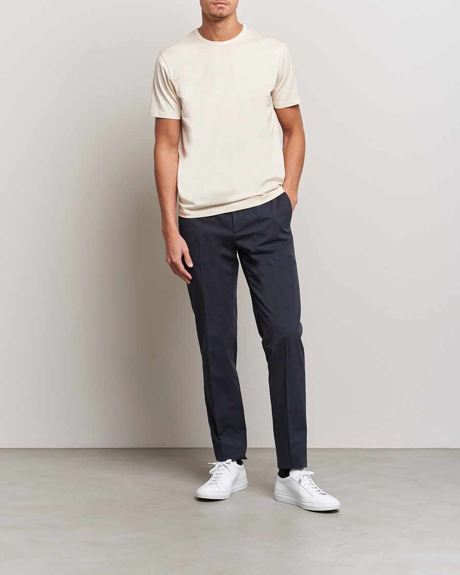 Hombres | Camisetas | Sunspel | Crew Neck Q82 Cotton T-Shirt Undyed