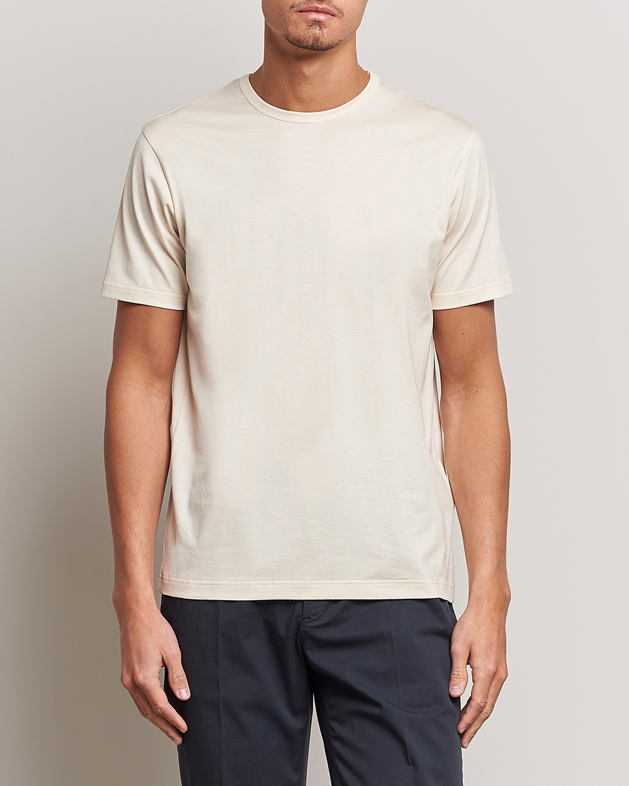 Hombres | Ropa | Sunspel | Crew Neck Cotton Tee Undyed