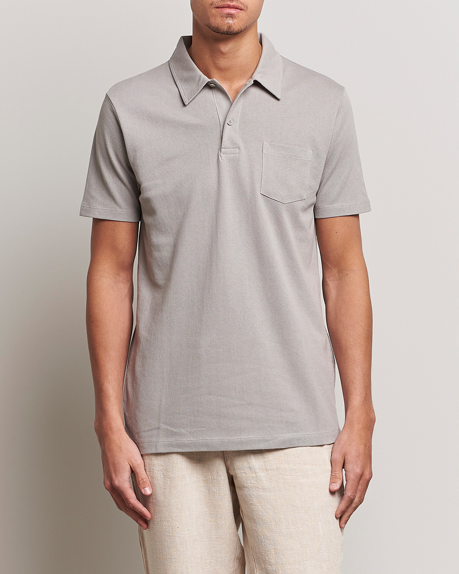 Hombres | Camisas polo de manga corta | Sunspel | Riviera Polo Shirt Mid Grey