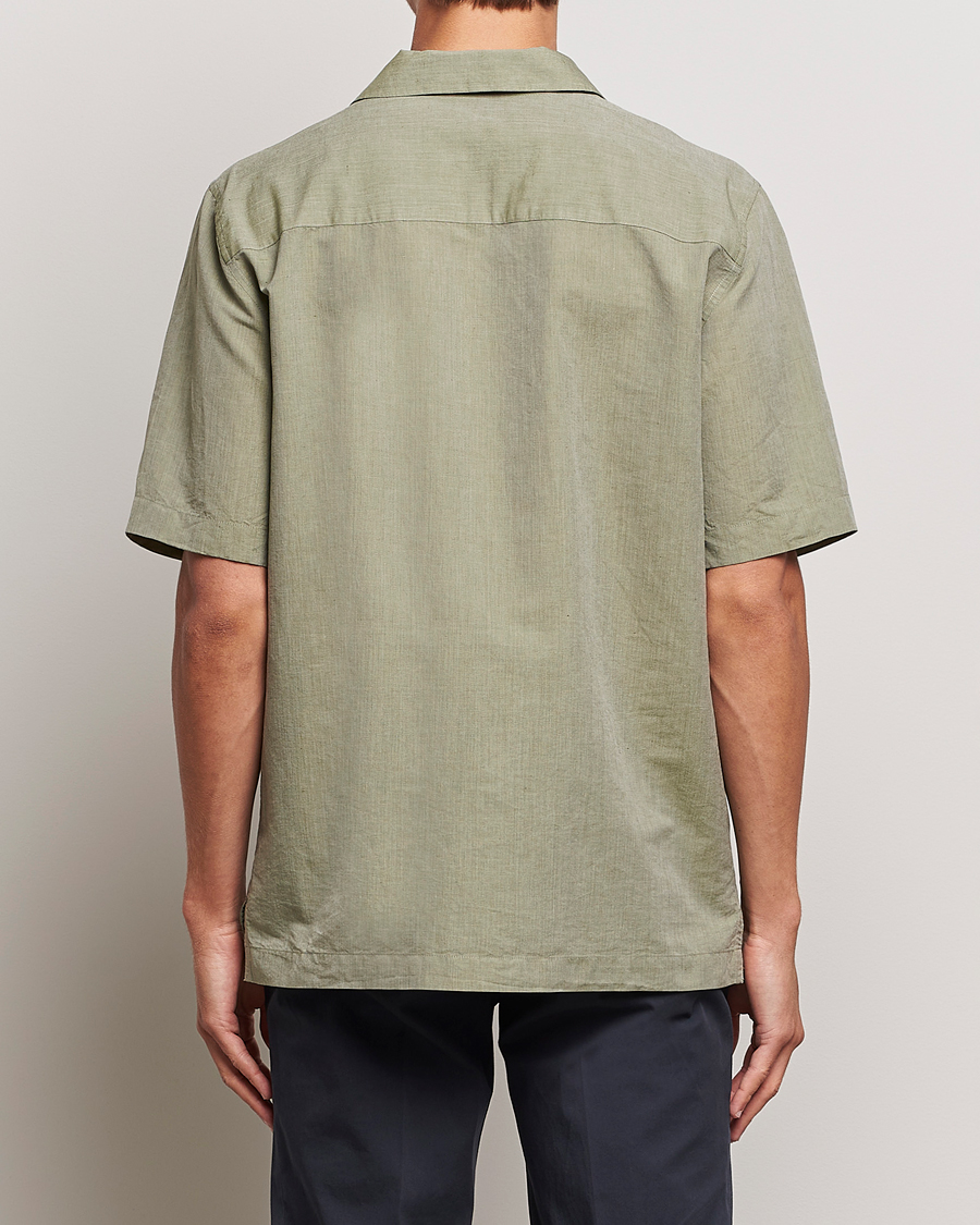 Hombres | Camisas | Sunspel | Lightweight Cotton/Linen Resort Shirt Hunter Green