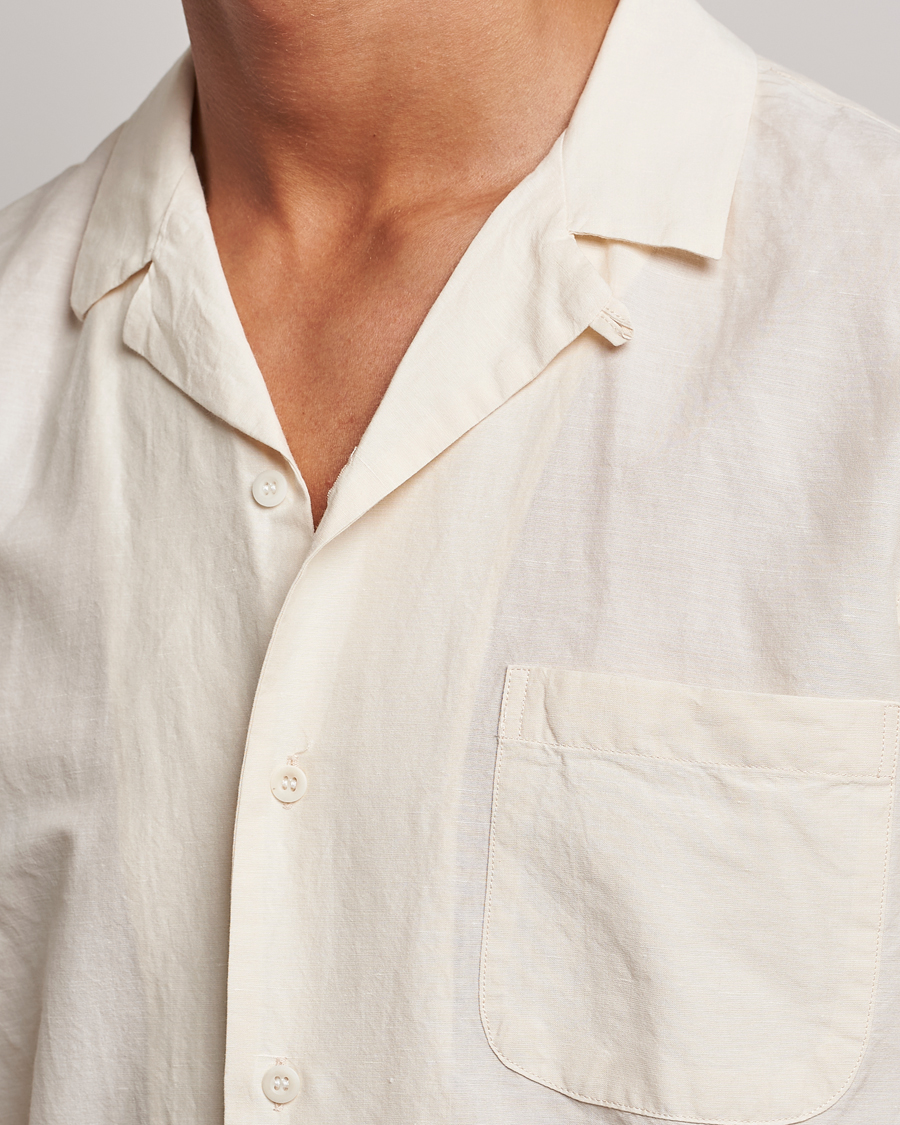 Hombres | Camisas | Sunspel | Lightweight Cotton/Linen Resort Shirt Ecru