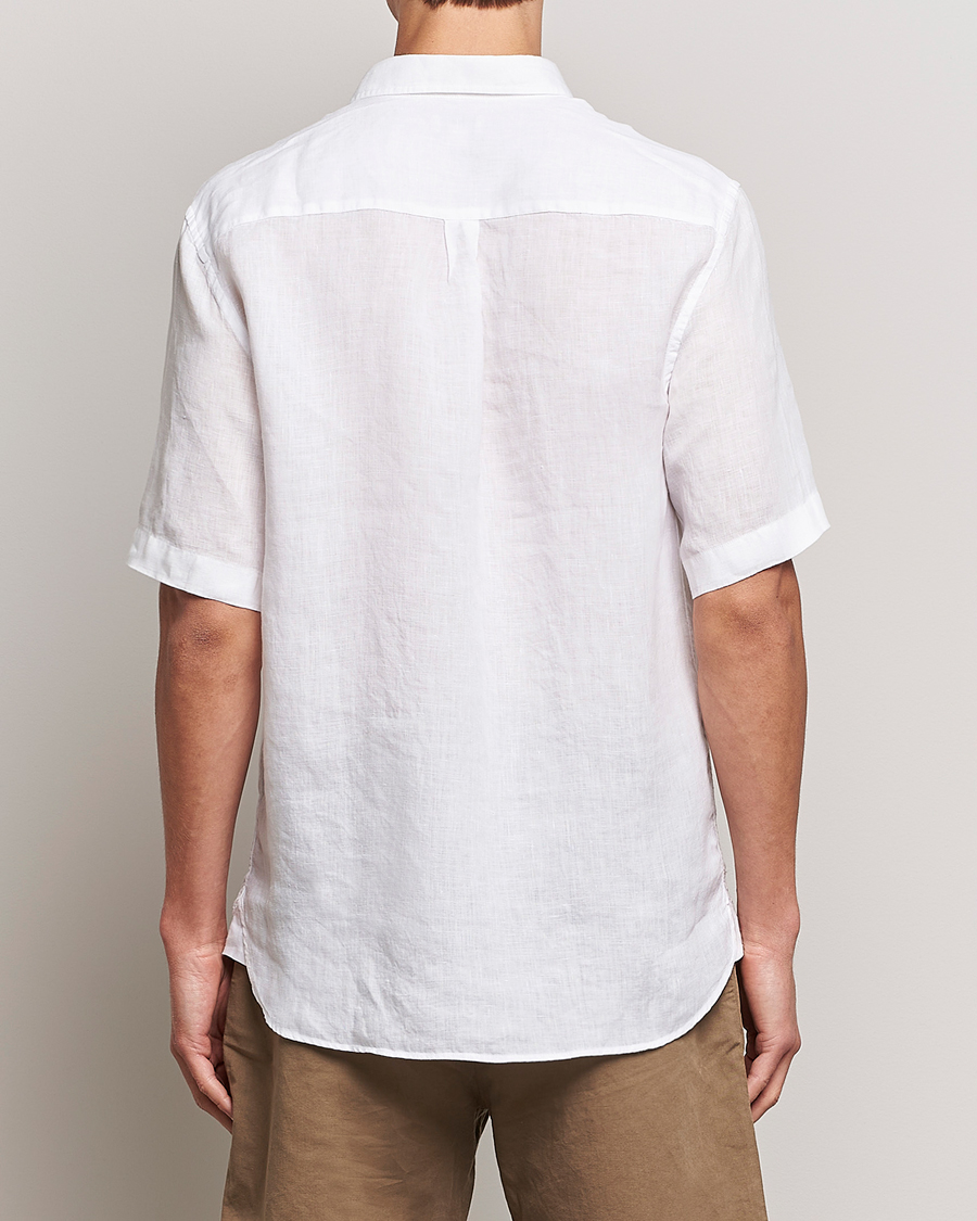 Hombres | Camisas | Sunspel | Short Sleeve Linen Shirt White