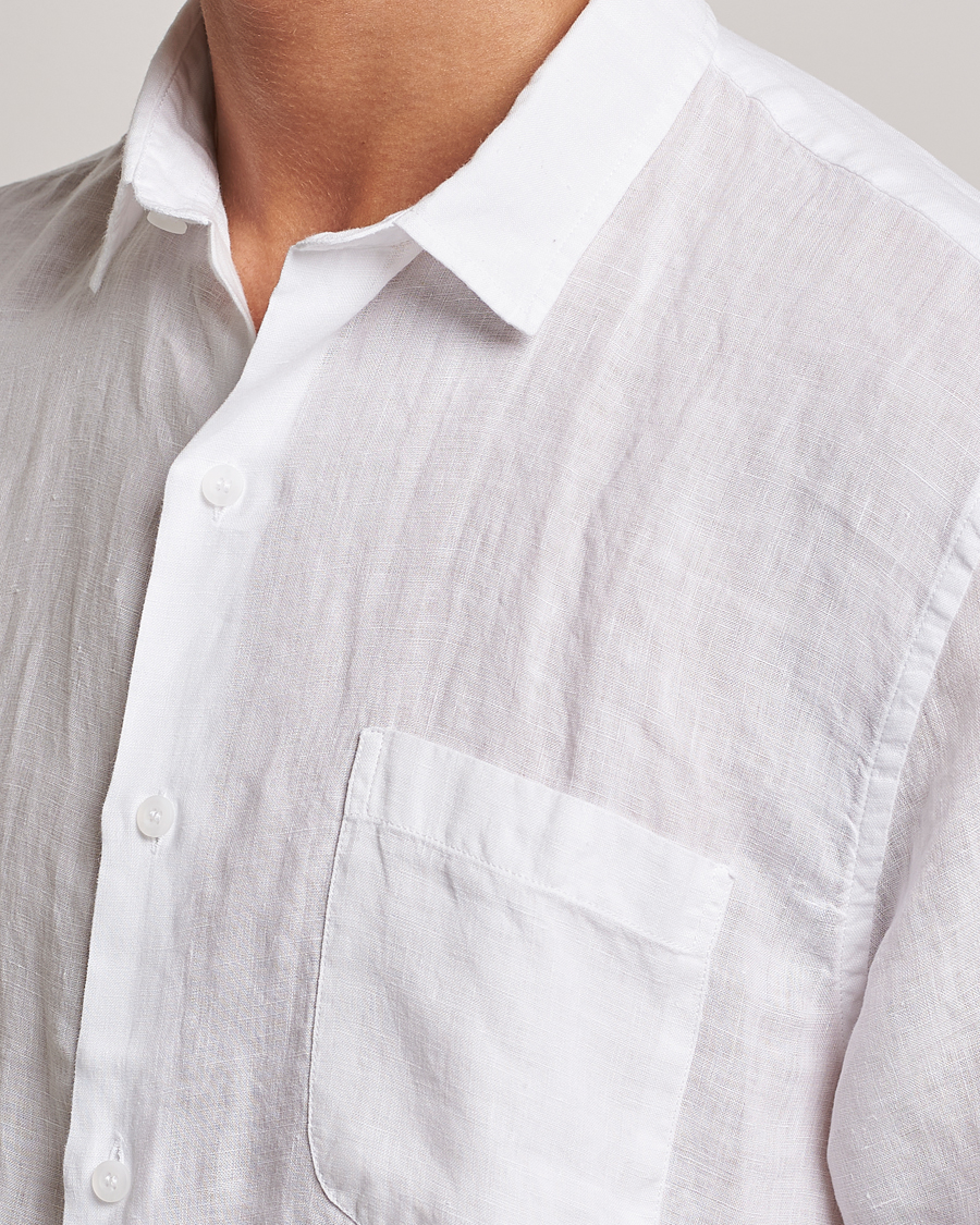 Hombres | Camisas | Sunspel | Short Sleeve Linen Shirt White