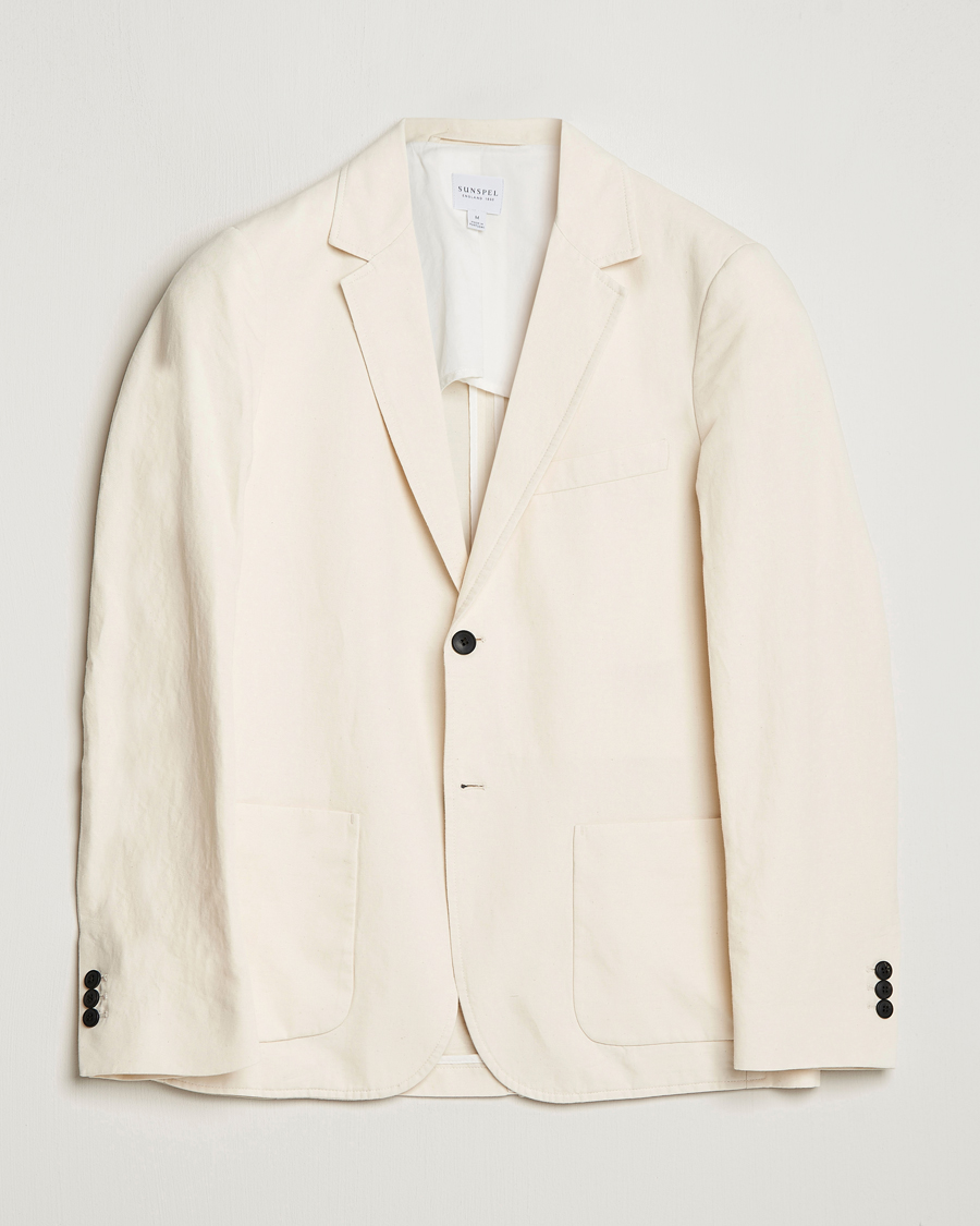 Hombres | Blazers | Sunspel | Unconstructed Cotton/Linen Blazer Undyed