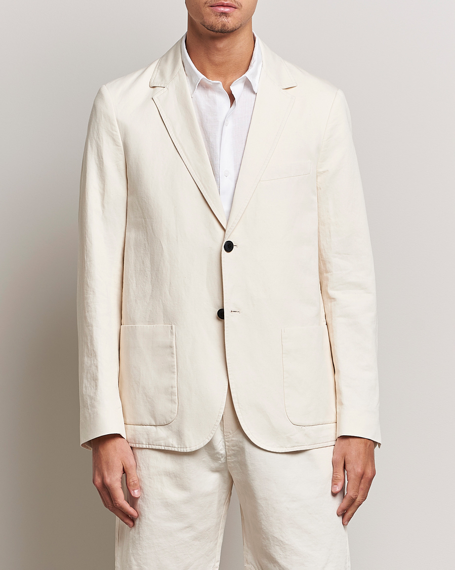 Hombres | Blazers | Sunspel | Unconstructed Cotton/Linen Blazer Undyed