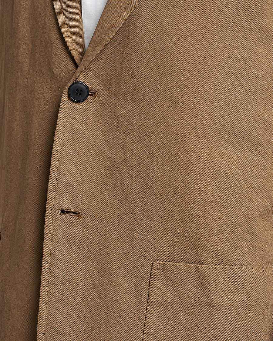 Hombres | Blazers | Sunspel | Unconstructed Cotton/Linen Blazer Dark Tan