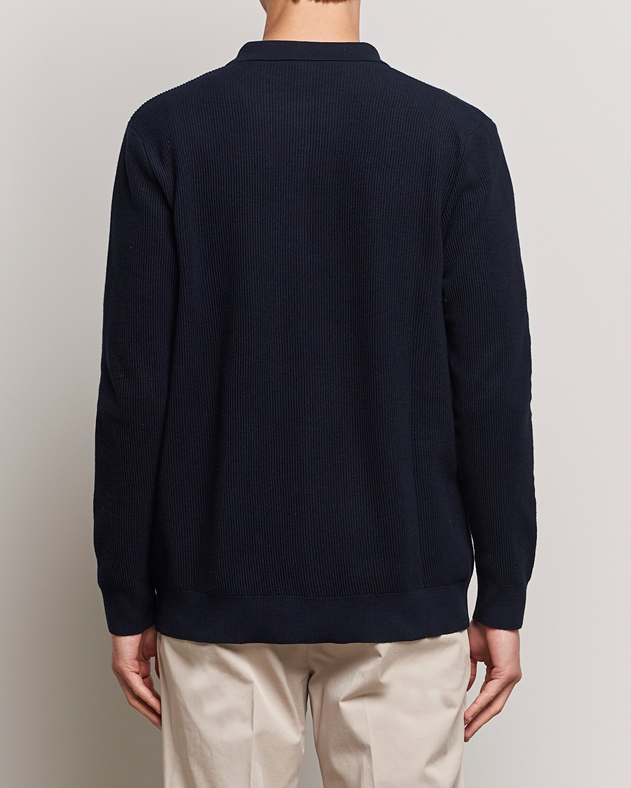 Hombres | Jerséis y prendas de punto | Sunspel | Long Staple Cotton Knitted Jacket Navy