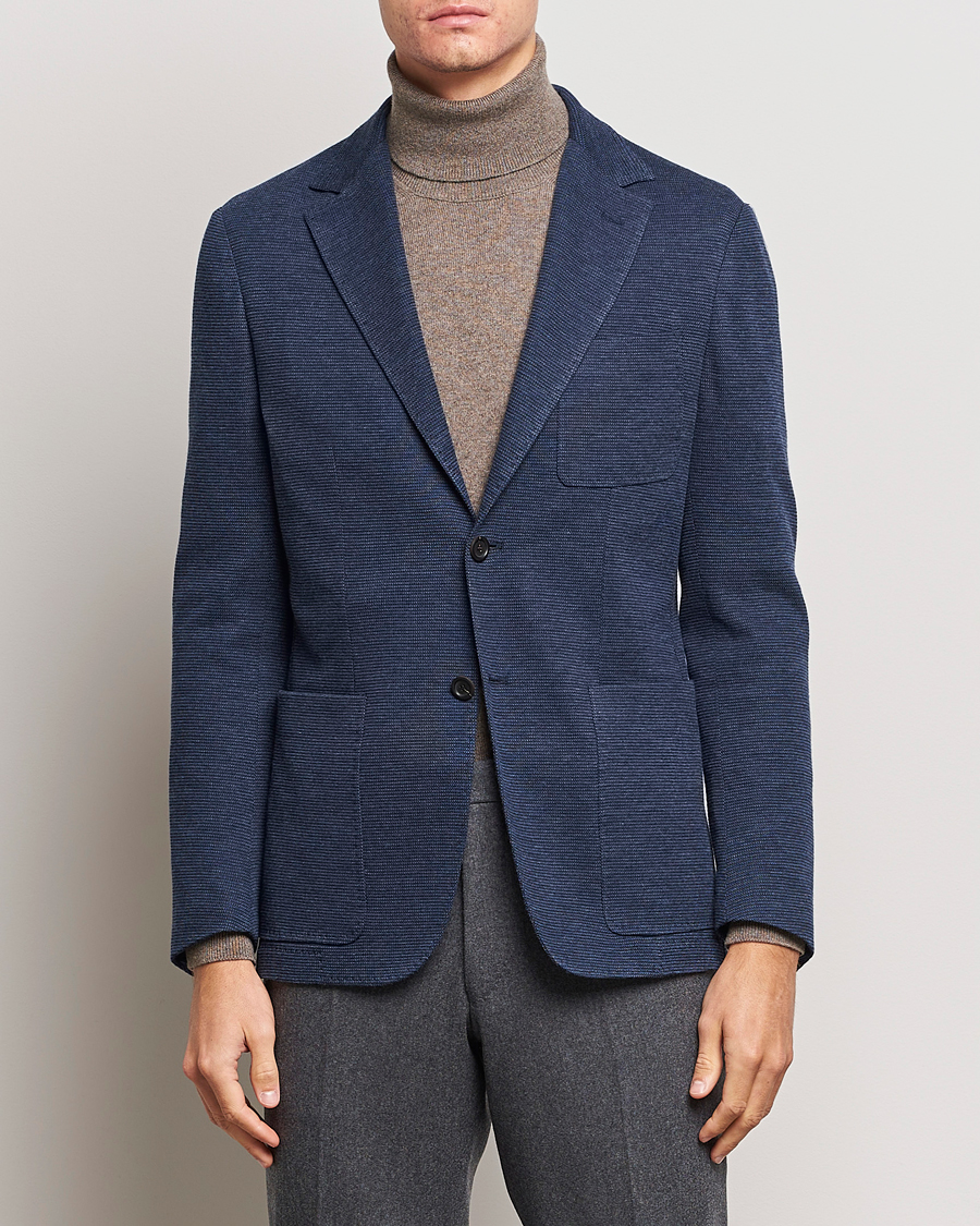 Hombres | Blazers | Canali | Structured Jersey Jacket Blue