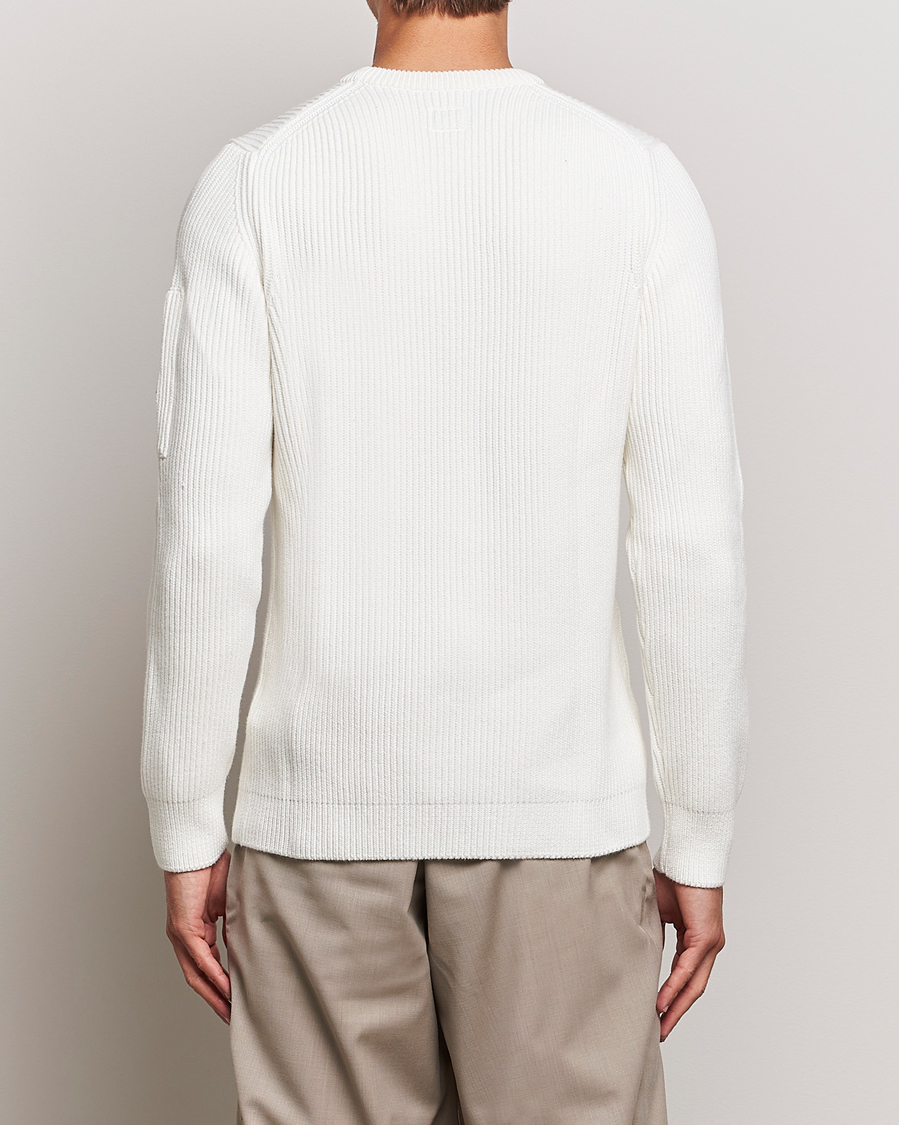 Hombres | Jerséis y prendas de punto | C.P. Company | Full Rib Knitted Cotton Crewneck White