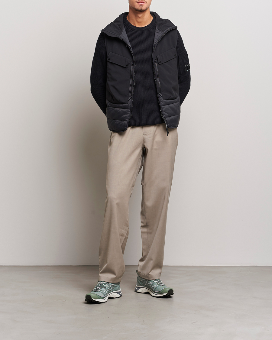 Hombres | Jerséis y prendas de punto | C.P. Company | Full Rib Knitted Cotton Crewneck Black