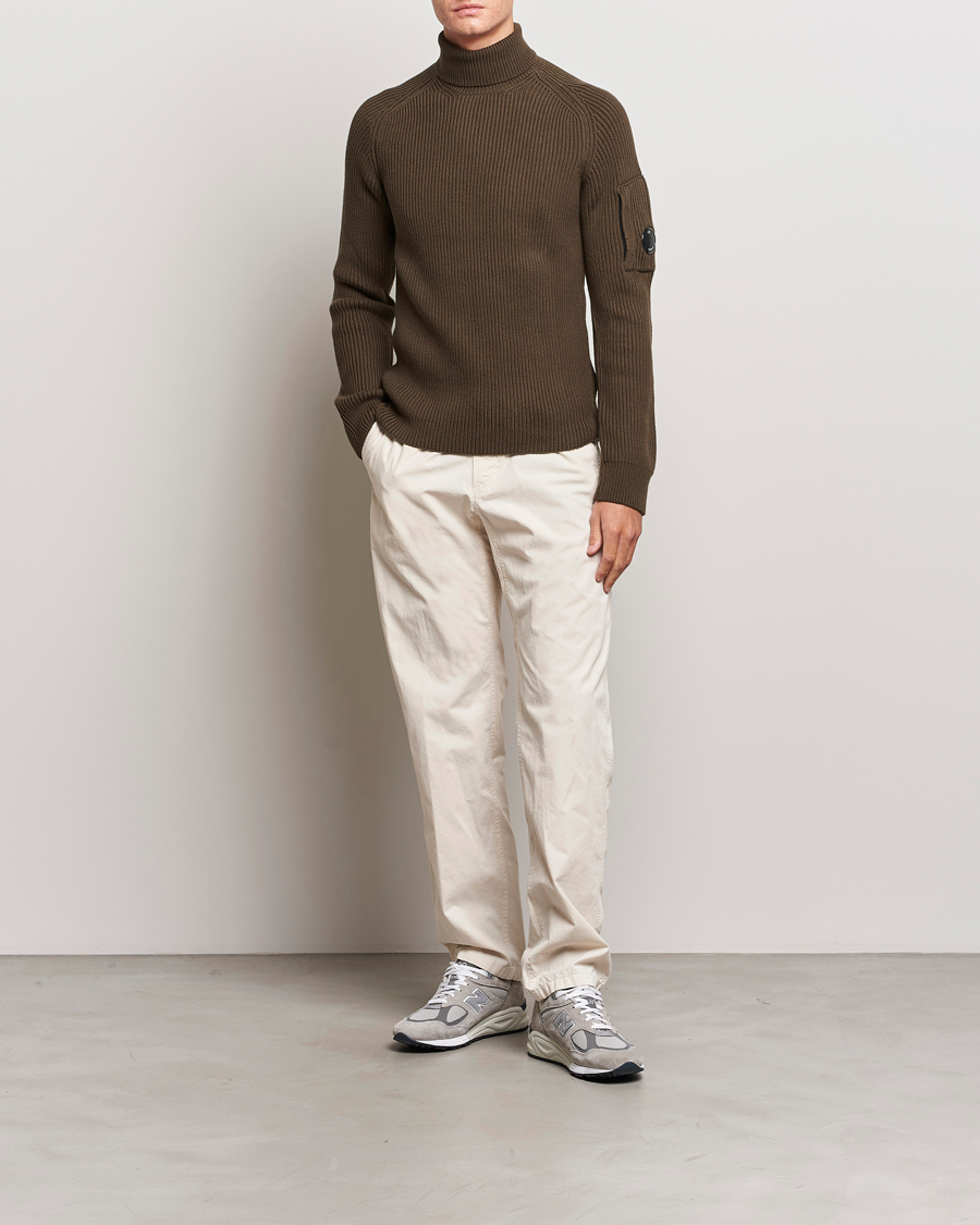Hombres | Jerséis y prendas de punto | C.P. Company | Full Rib Knitted Cotton Rollneck Brown