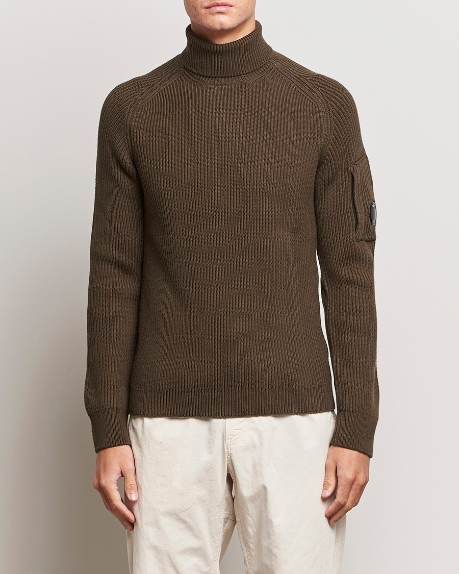 Hombres | Jerséis y prendas de punto | C.P. Company | Full Rib Knitted Cotton Rollneck Brown