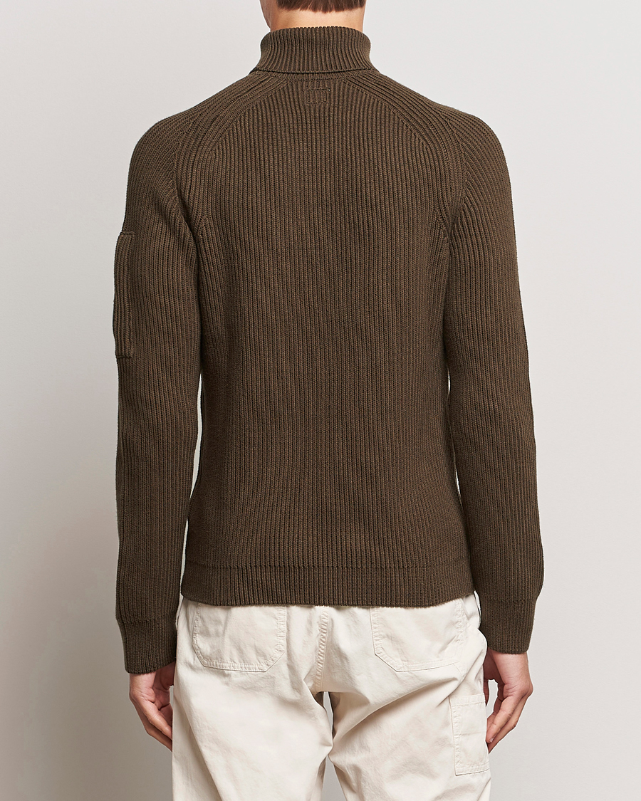 Hombres | Jerséis y prendas de punto | C.P. Company | Full Rib Knitted Cotton Rollneck Brown