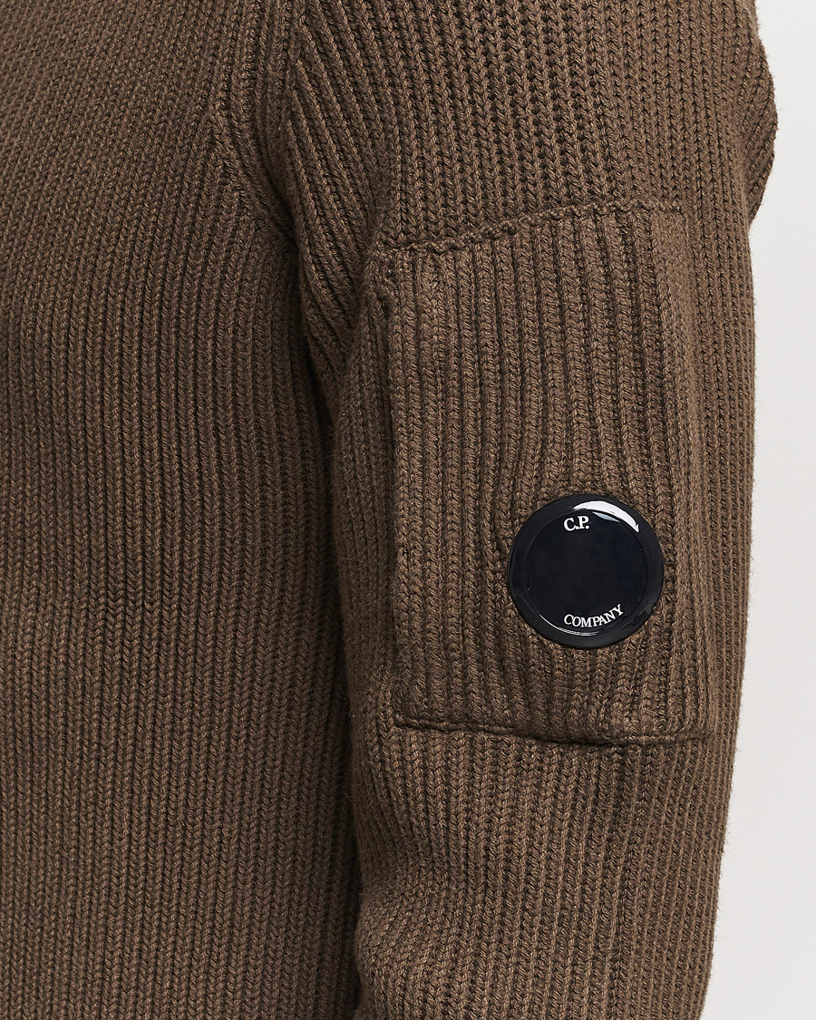Hombres | Jerséis y prendas de punto | C.P. Company | Full Rib Knitted Cotton Rollneck Brown