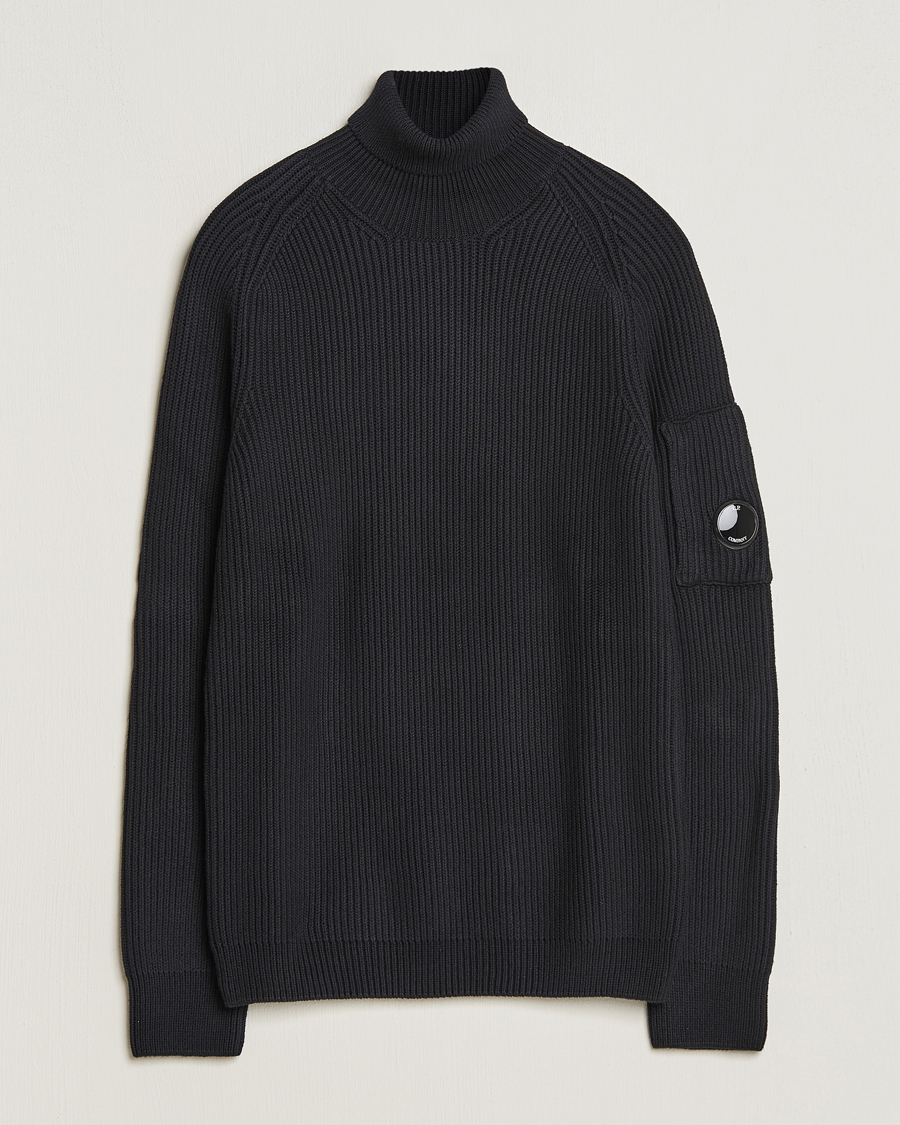 Hombres | Jerséis y prendas de punto | C.P. Company | Full Rib Knitted Cotton Rollneck Black