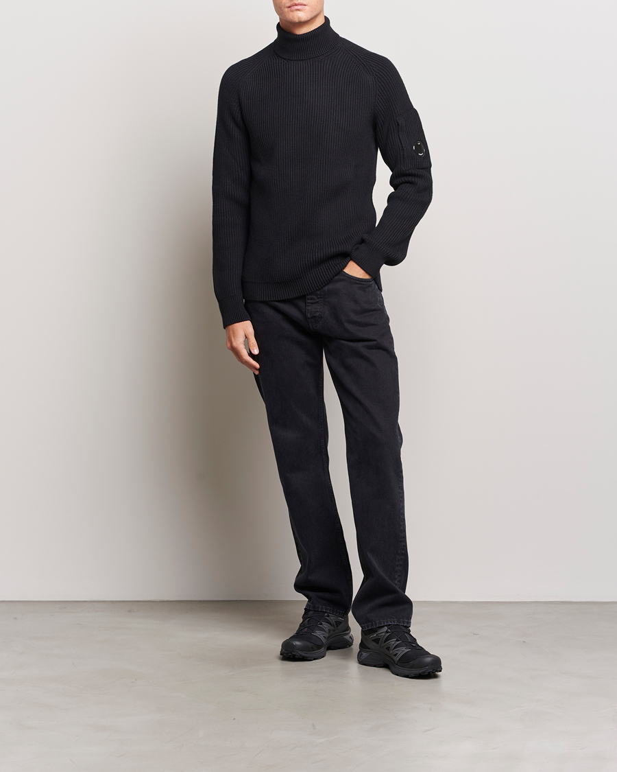 Hombres | Jerséis y prendas de punto | C.P. Company | Full Rib Knitted Cotton Rollneck Black