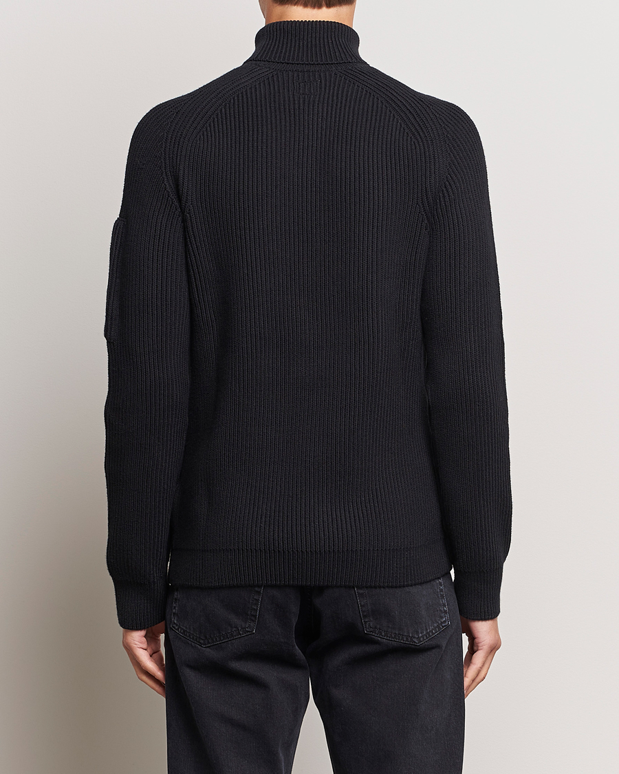 Hombres | Jerséis y prendas de punto | C.P. Company | Full Rib Knitted Cotton Rollneck Black