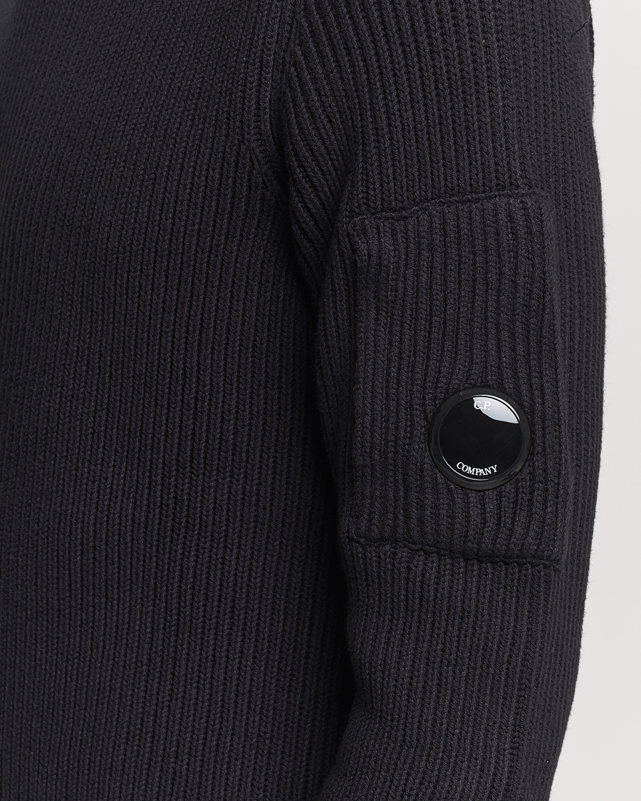 Hombres | Jerséis y prendas de punto | C.P. Company | Full Rib Knitted Cotton Rollneck Black