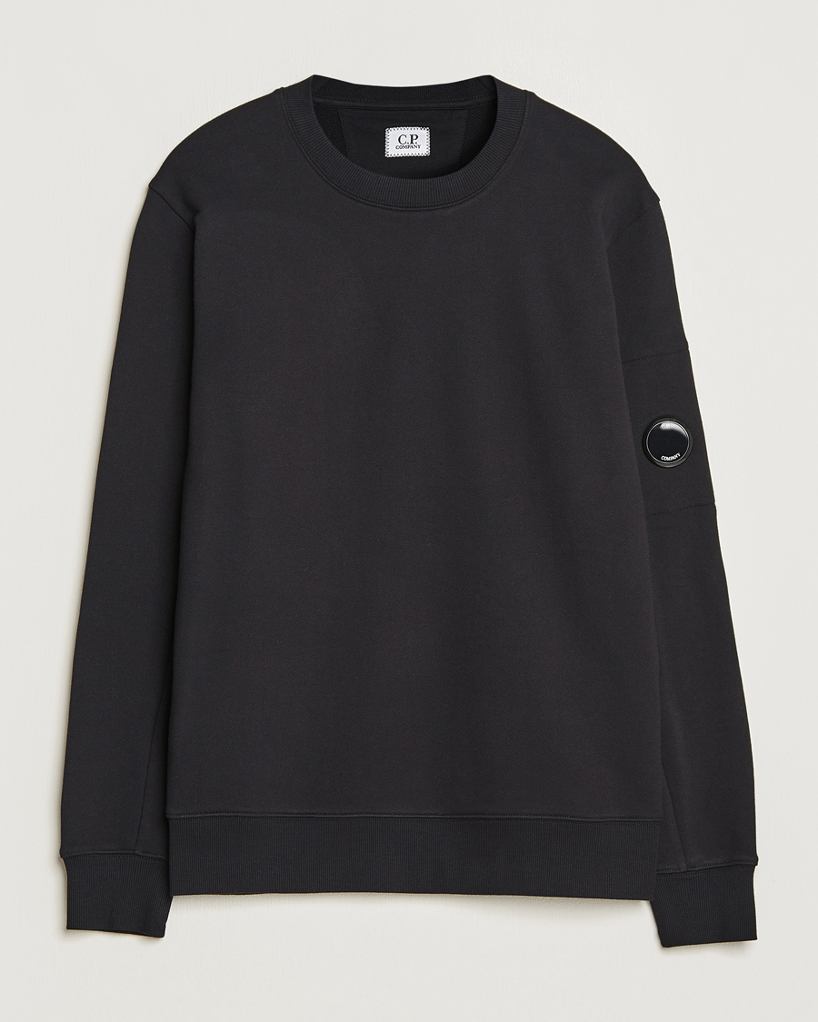 Hombres | Jerséis y prendas de punto | C.P. Company | Diagonal Raised Fleece Lens Sweatshirt Black