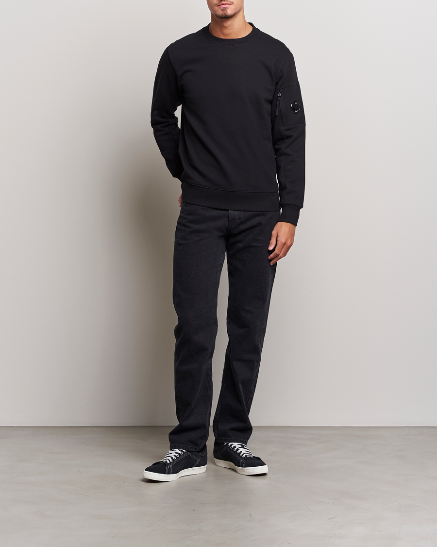 Hombres | Jerséis y prendas de punto | C.P. Company | Diagonal Raised Fleece Lens Sweatshirt Black