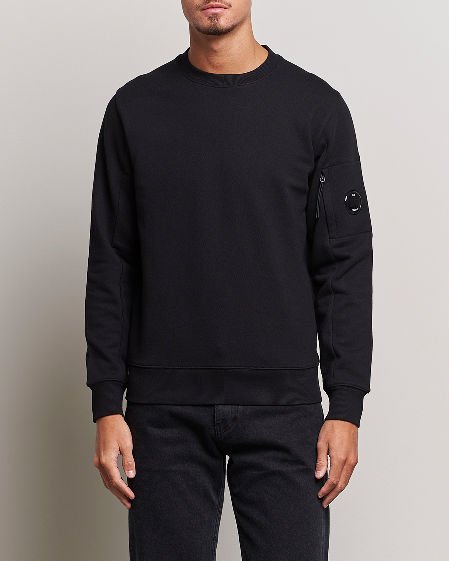 Hombres | Sudaderas | C.P. Company | Diagonal Raised Fleece Lens Sweatshirt Black