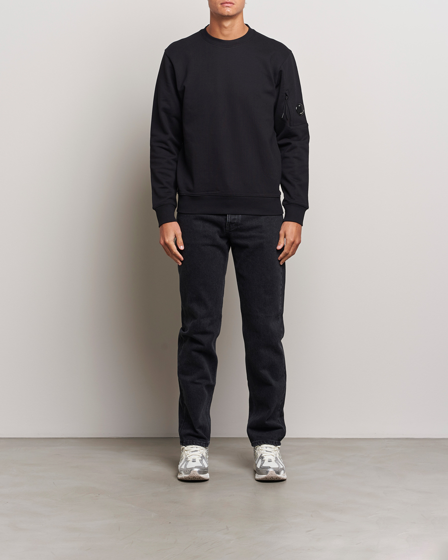 Hombres | Jerséis y prendas de punto | C.P. Company | Diagonal Raised Fleece Lens Sweatshirt Black