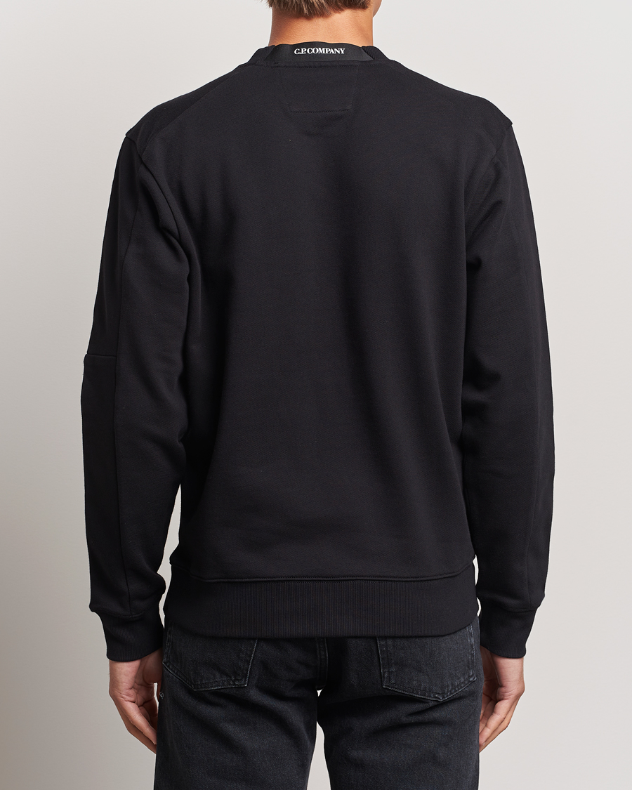 Hombres | Jerséis y prendas de punto | C.P. Company | Diagonal Raised Fleece Lens Sweatshirt Black