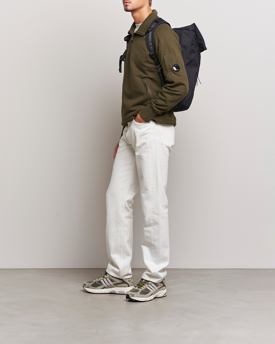 Hombres | Jerséis y prendas de punto | C.P. Company | Diagonal Raised Fleece Half Zip Lens Sweatshirt Green
