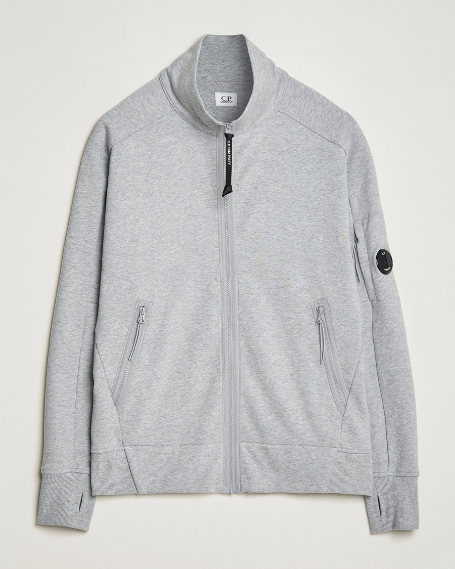 Hombres | Jerséis y prendas de punto | C.P. Company | Diagonal Raised Fleece Full Zip Lens Sweatshirt Grey