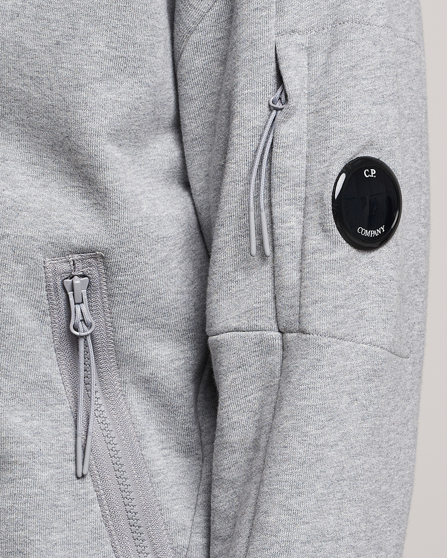 Hombres | Jerséis y prendas de punto | C.P. Company | Diagonal Raised Fleece Full Zip Lens Sweatshirt Grey