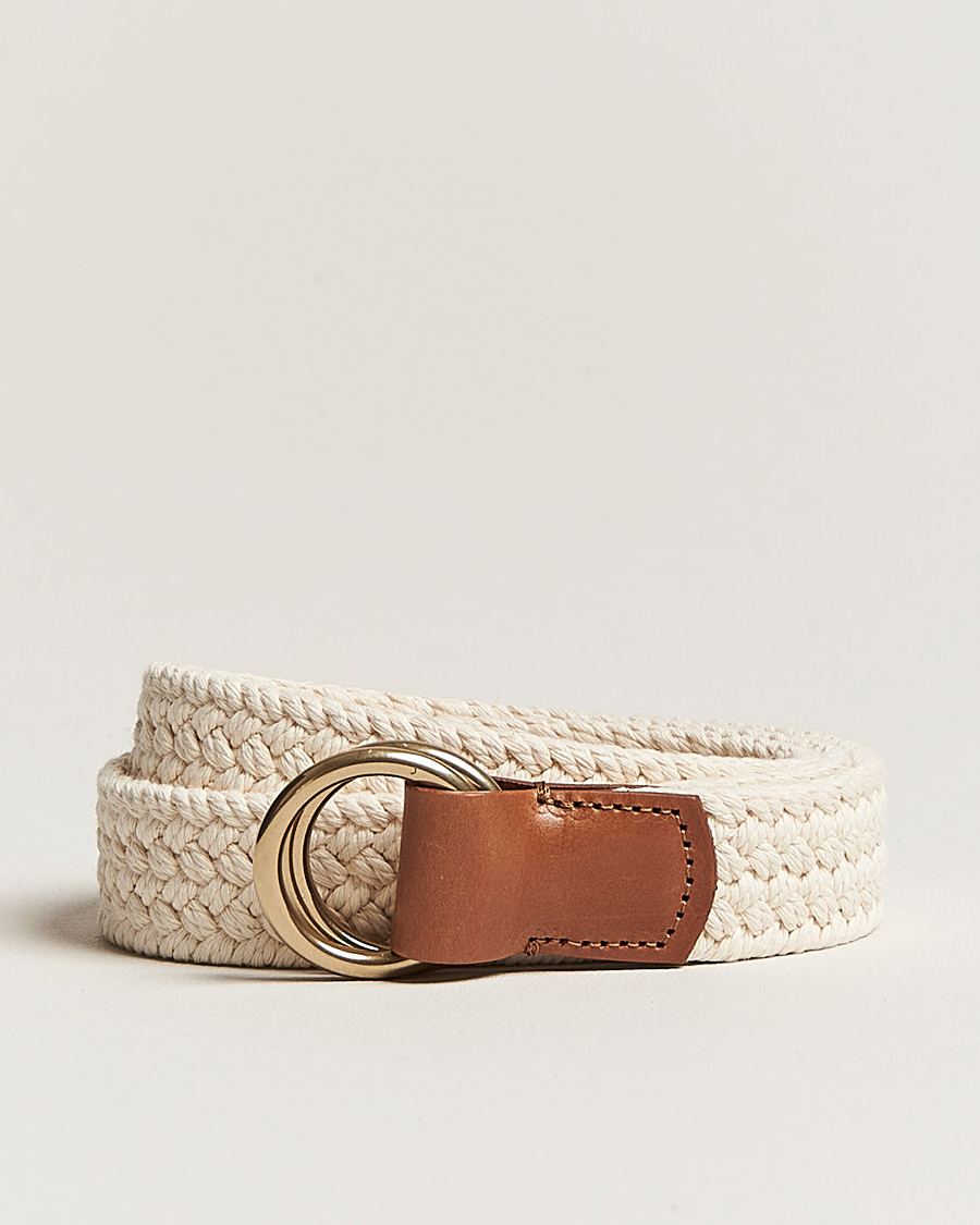 Hombres | Anderson's Woven Cotton Belt Off White | Anderson's | Woven Cotton Belt Off White