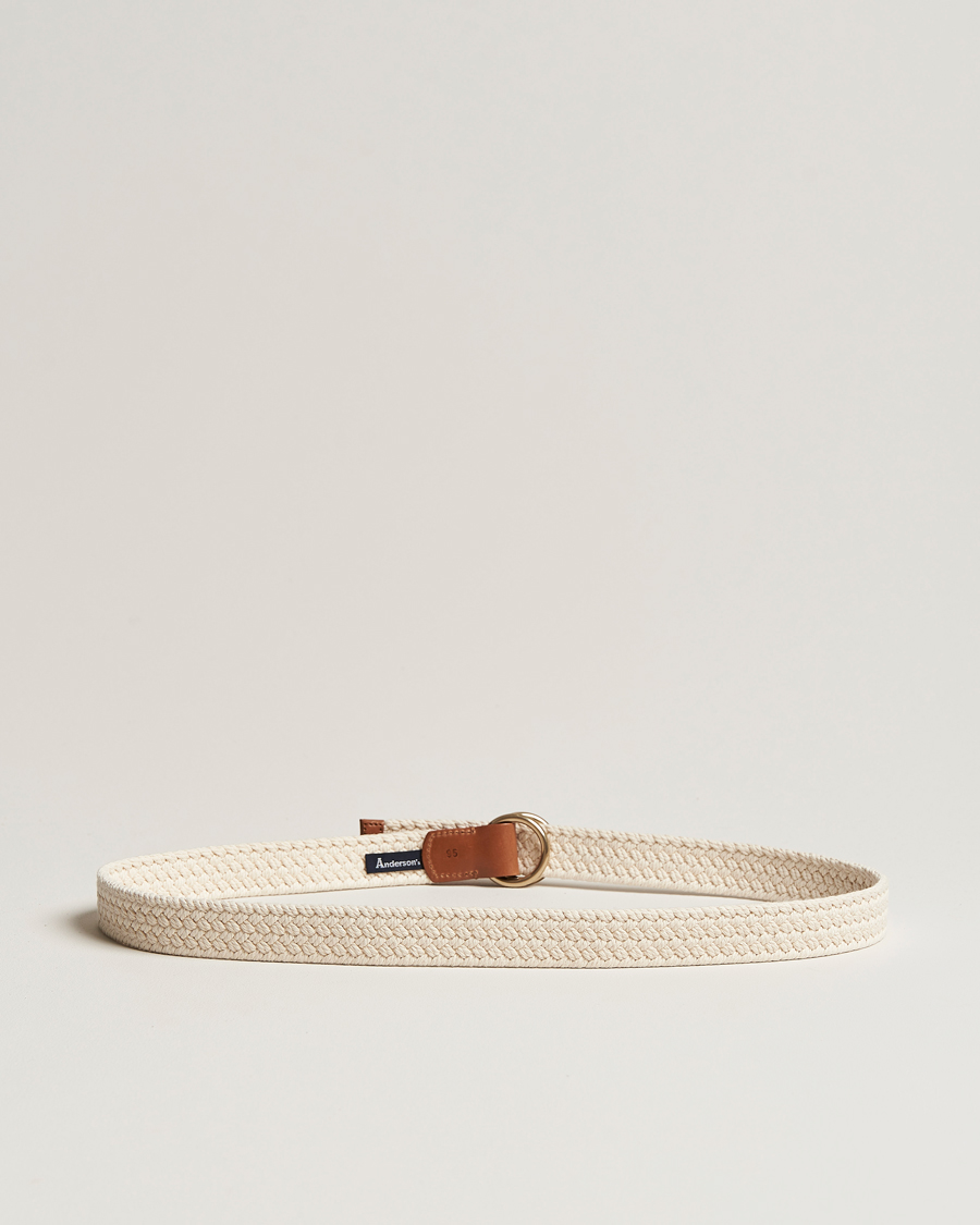 Hombres |  | Anderson's | Woven Cotton Belt Off White