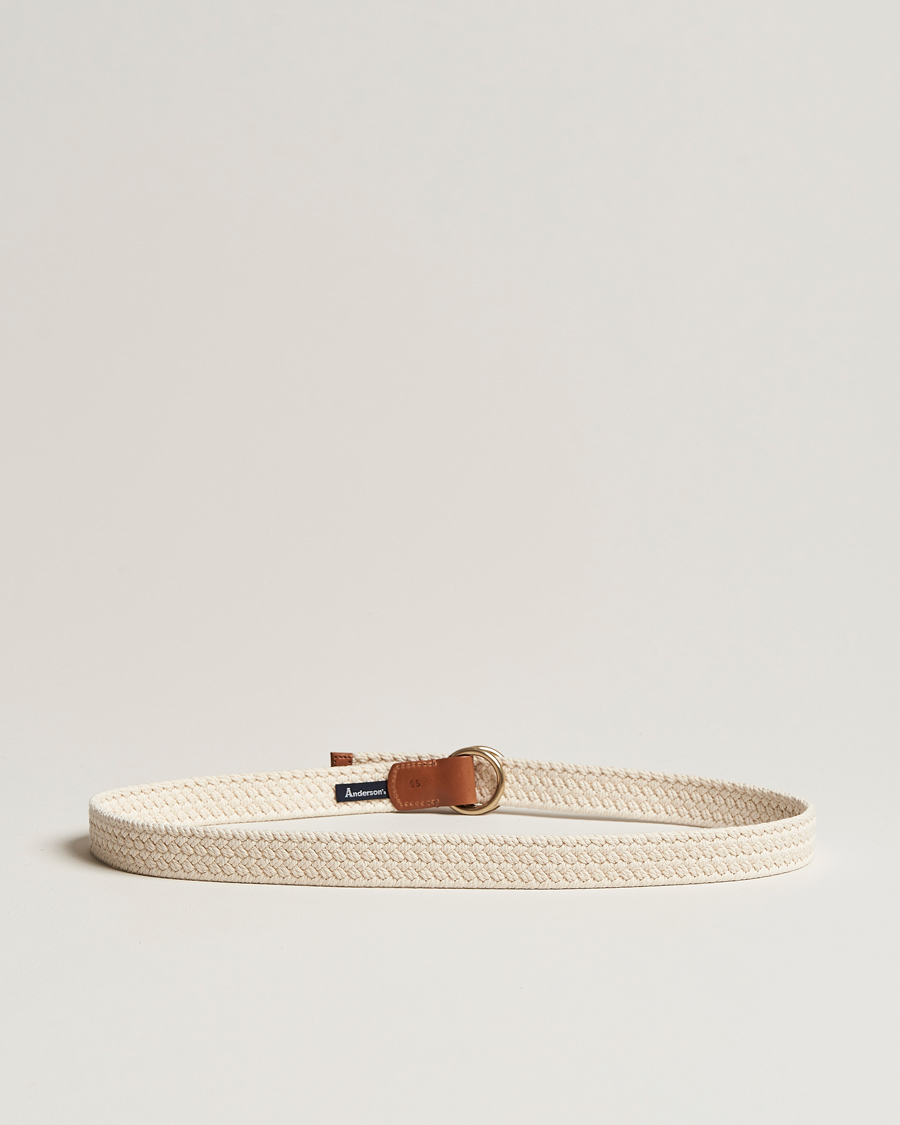Hombres | Anderson's Woven Cotton Belt Off White | Anderson's | Woven Cotton Belt Off White