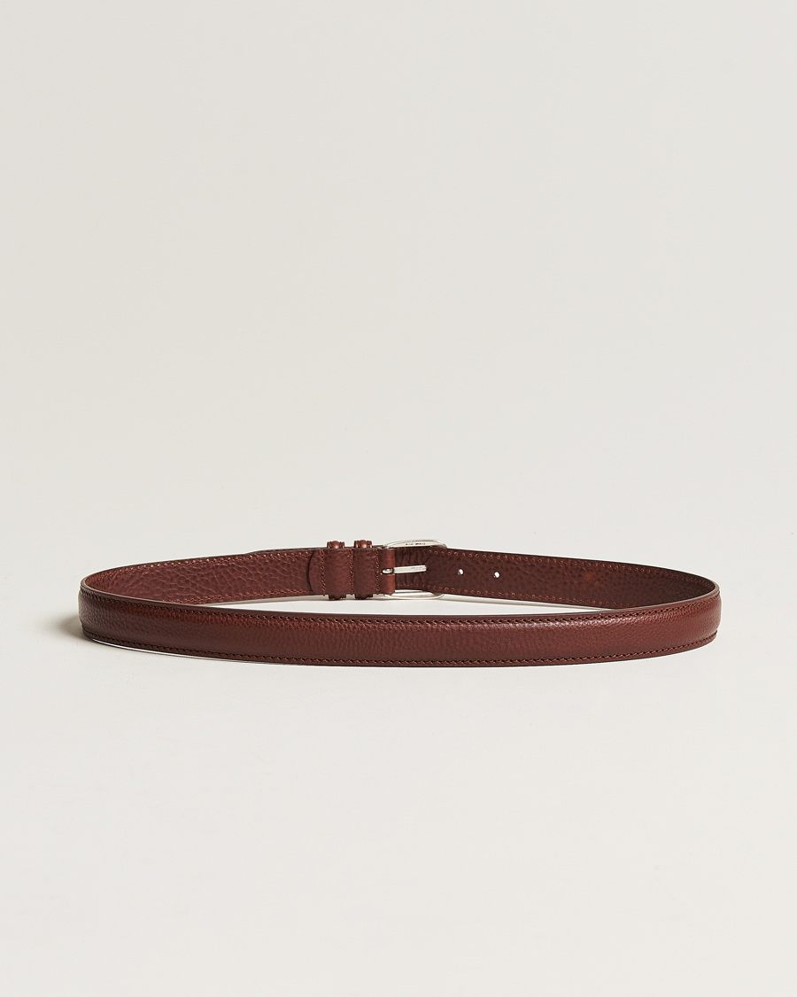Hombres |  | Anderson's | Grained Leather Belt 3 cm Brown