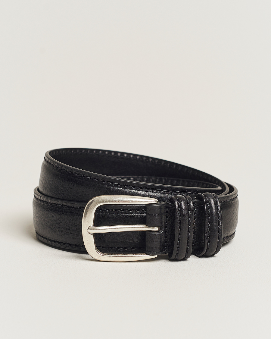 Hombres | Cinturones | Anderson's | Grained Leather Belt 3 cm Black