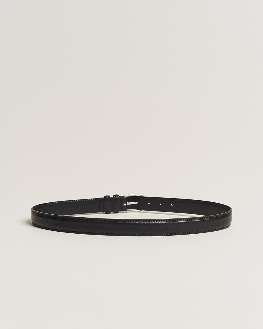 Hombres | Cinturones de cuero | Anderson's | Grained Leather Belt 3 cm Black