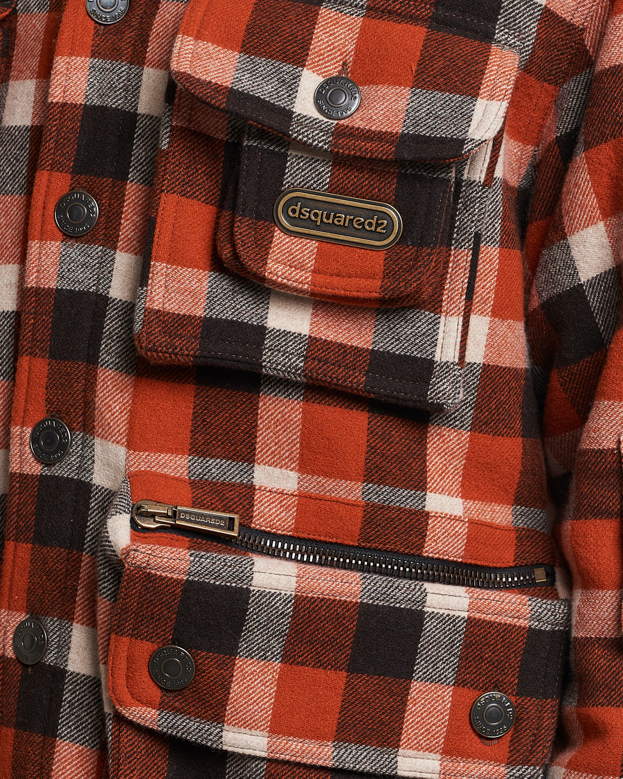 Hombres | Abrigos y chaquetas | Dsquared2 | Flannel Check Wool Jacket Rust/Blue