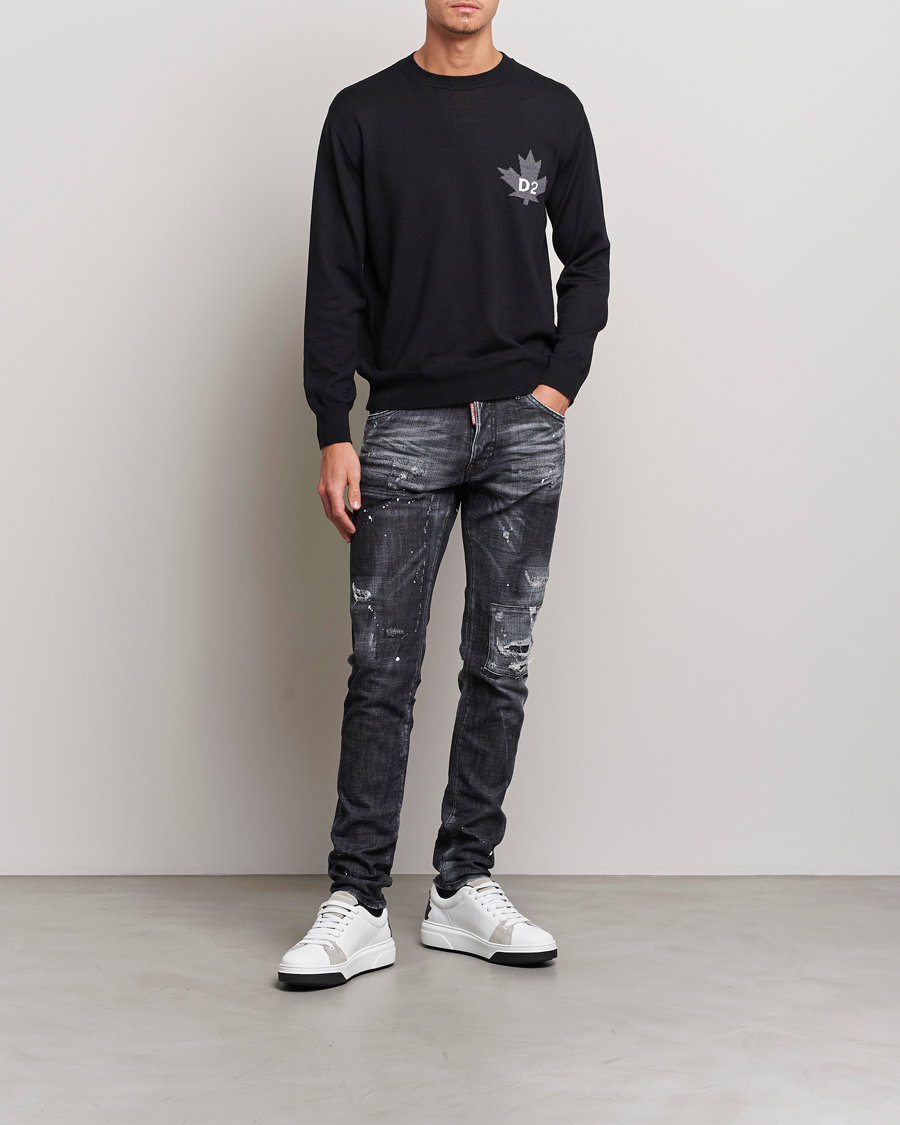Hombres | Jerséis y prendas de punto | Dsquared2 | D2 Leaf Knitted Sweatshirt Black