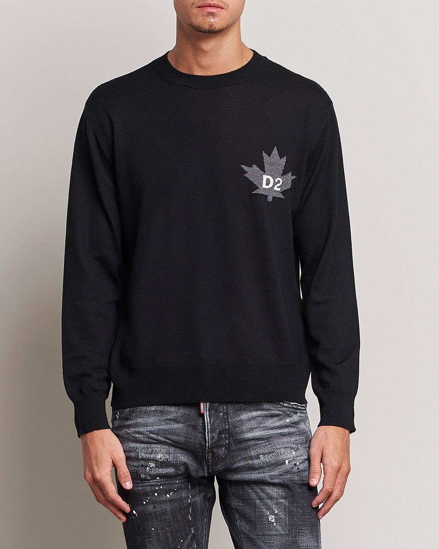 Hombres | Jerséis y prendas de punto | Dsquared2 | D2 Leaf Knitted Sweatshirt Black
