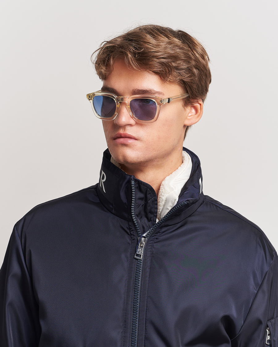 Hombres | Moncler Lunettes Gradd Sunglasses Shiny Beige/Blue | Moncler Lunettes | Gradd Sunglasses Shiny Beige/Blue
