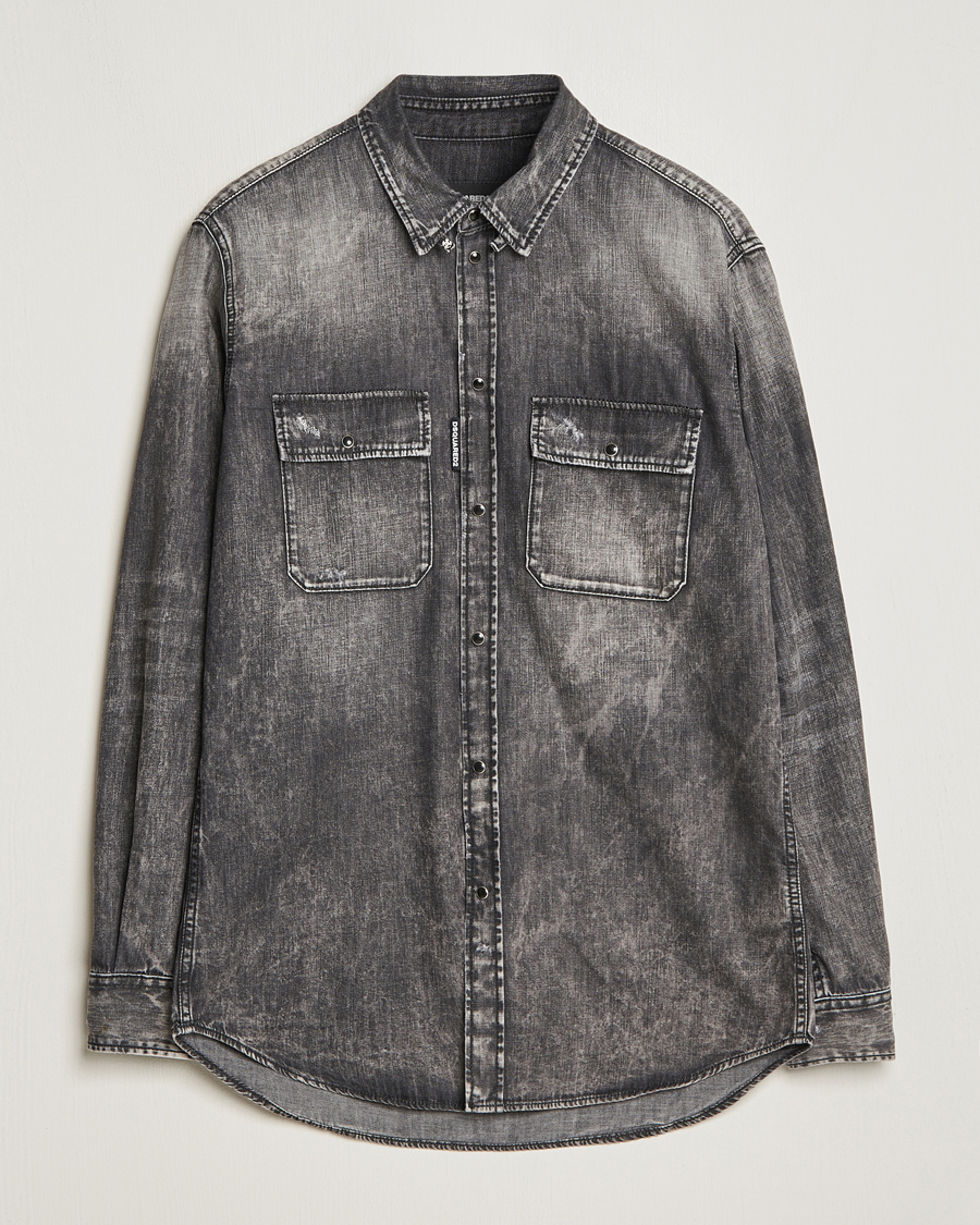 Hombres | Camisas | Dsquared2 | Tab Collar Denim Shirt Washed Grey