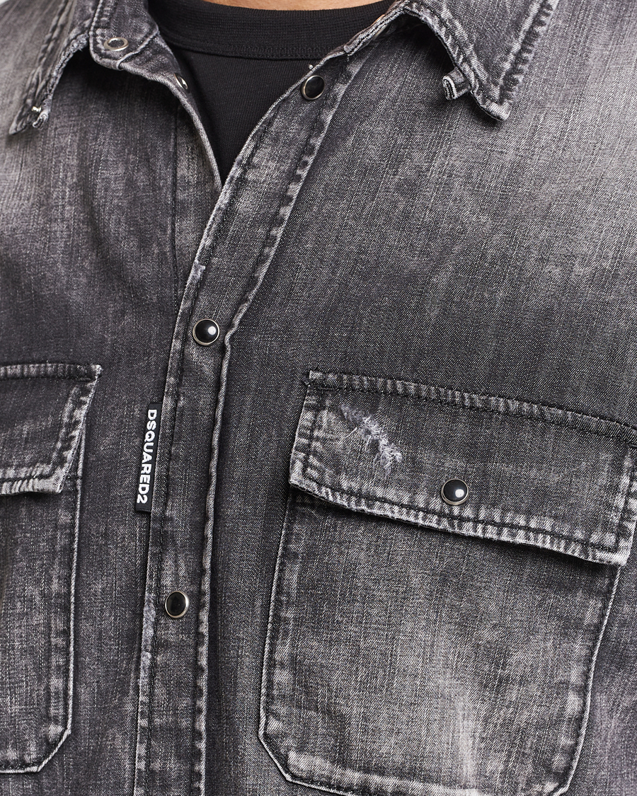 Hombres | Camisas | Dsquared2 | Tab Collar Denim Shirt Washed Grey