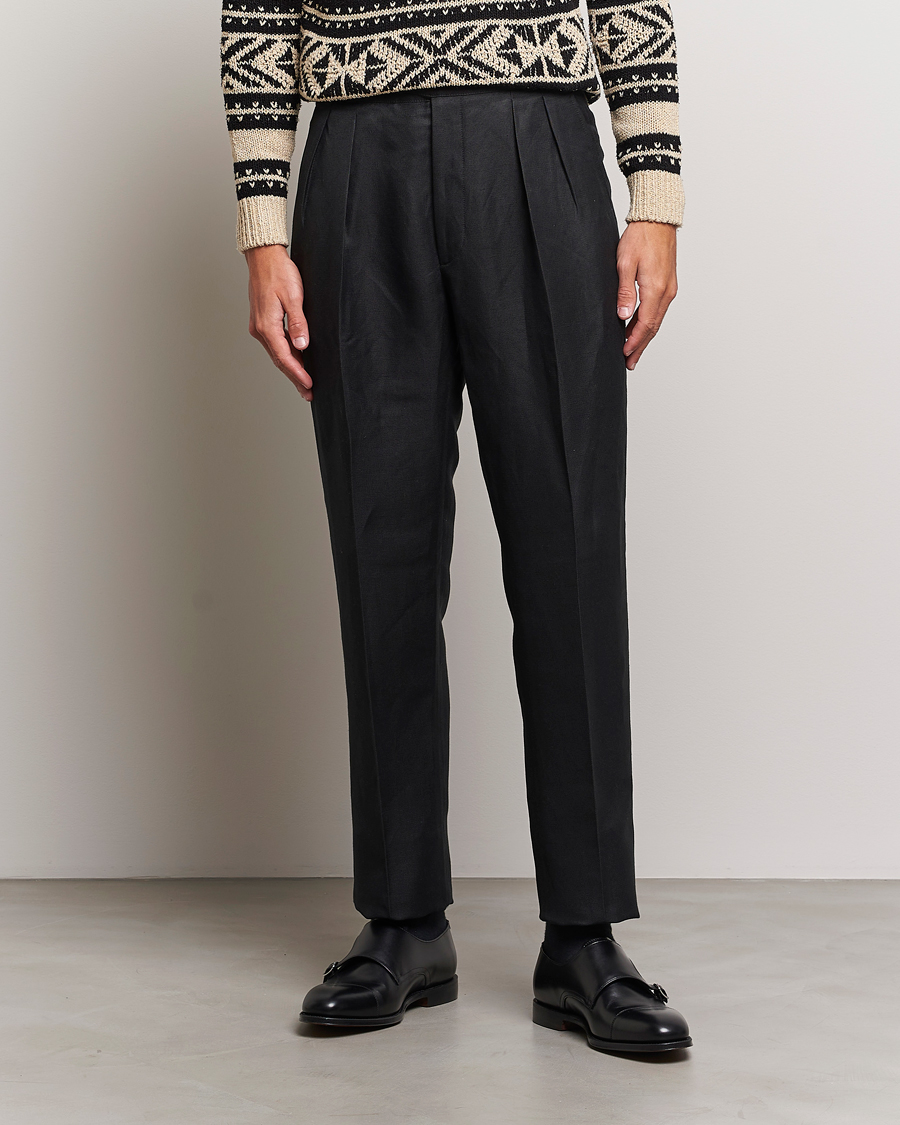 Hombres | Pantalones | Ralph Lauren Purple Label | Byron Pleated Trousers Black