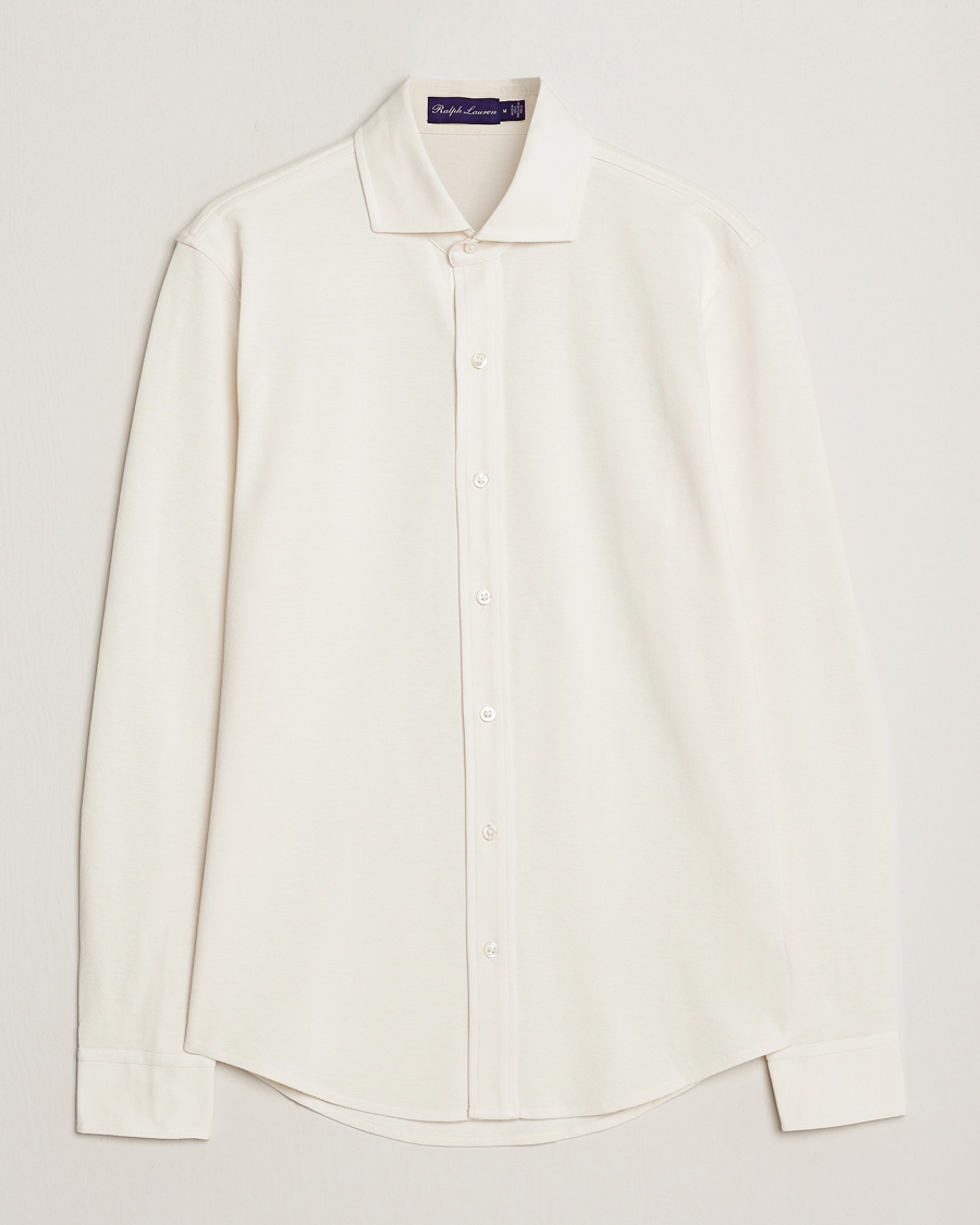 Hombres | Camisas | Ralph Lauren Purple Label | Washed Cotton Pique Shirt Cream