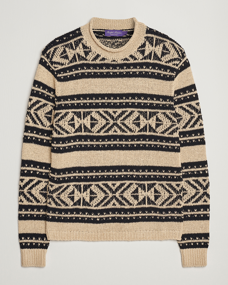 Hombres | Jerséis y prendas de punto | Ralph Lauren Purple Label | Geo Pattern Sweater Cream