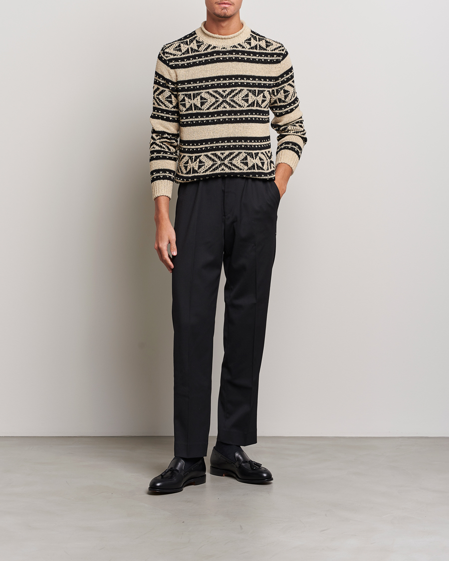 Hombres | Jerséis y prendas de punto | Ralph Lauren Purple Label | Geo Pattern Sweater Cream