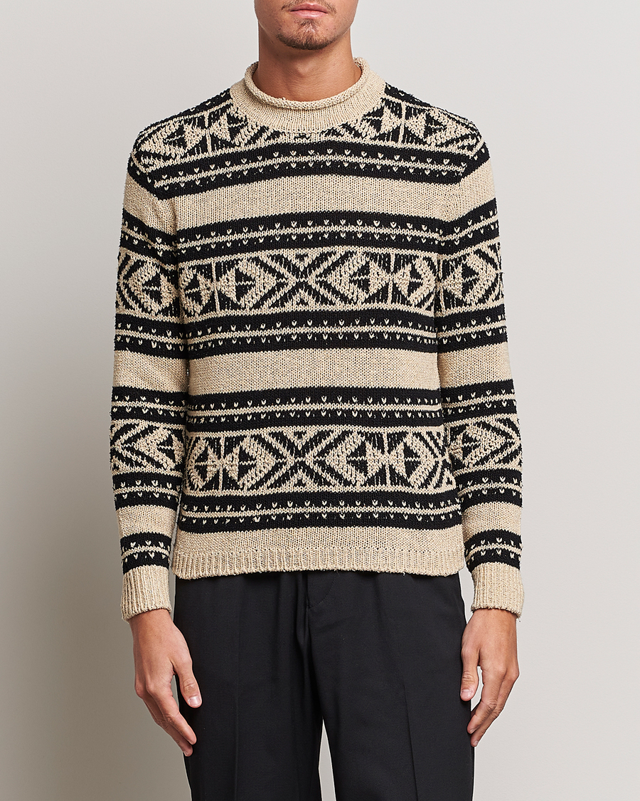 Hombres | Jerséis y prendas de punto | Ralph Lauren Purple Label | Geo Pattern Sweater Cream