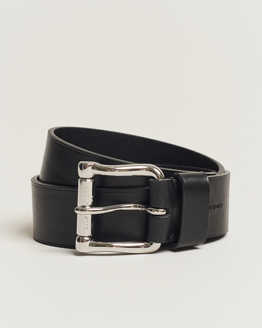 Hombres | Ralph Lauren Purple Label Vachetta Roller Belt Black | Ralph Lauren Purple Label | Vachetta Roller Belt Black